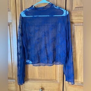 Aerie Blue Sheer Lace Top